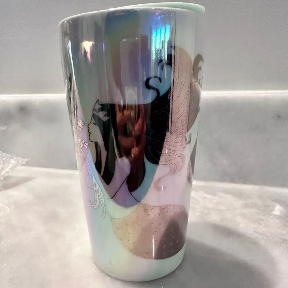 Starbucks Iridescent Rare Siren Mermaid Ceramic Travel Cup Tumbler Multi 12oz